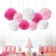 thumbnail image 5 of 9 pompones de papel de seda para colgar, bolas de flores para bodas, fiestas, decoración al aire libre, kit de manualidades de flores de pompones de papel de seda premium (blanco, rosa y rosa claro), 5 of 5