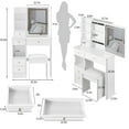 thumbnail image 3 of Small Size Left Drawer Desktop Vanity Table+ Cushioned Stool,Touch Control Sliding Led Mirror,Tri-Color Switching,Brightness Adjust,Multi Layer,Suitable for Small Space,Epa,Gcc,Ul Certificate,White, 3 of 16