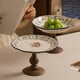 thumbnail image 5 of Frutero de cerámica floral con base de madera, plato rústico for servir aperitivos, decoración de mesa de granja, 5 of 6