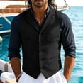 thumbnail image 3 of Miqool Mens Formal Suit Vest Sleeveless Button Front Lightweight Waistcoat Business Work Office Blazer with Multiple Pockets, 3 of 6