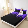 thumbnail image 4 of Homewish Abstract Ombre Stripes Full Size Sheets,Modern Geometric Pattern Bed Sheets,Purple Black Sheet Sets For Adults,Breathable Home Decor,4pcs, 4 of 7