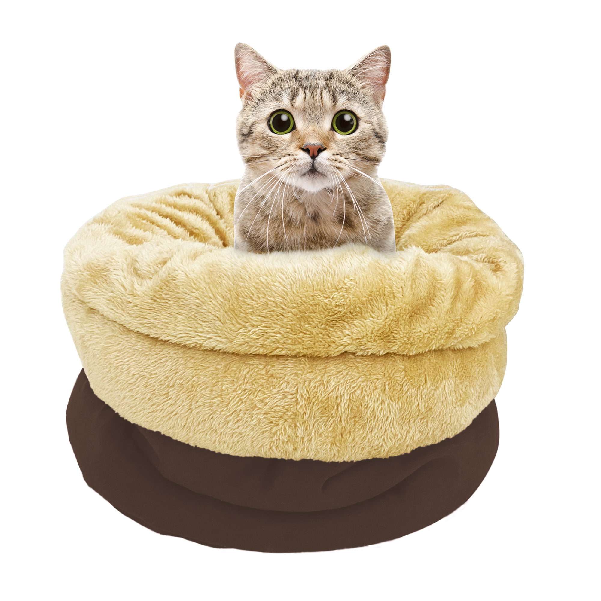 GOOPAWS 4 in 1 Self Warming Burrow Cat Bed, Pet Hideway Sleeping Cuddle Cave