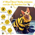 thumbnail image 3 of Bee Hairless Cat Sweater Warm Kitten Pullover Sweater, Soft Breathable Hairless Cat Striped Shirt Pet Cat Sweater Only Cat Pajamas Jumpsuit Outfit, 3 of 4