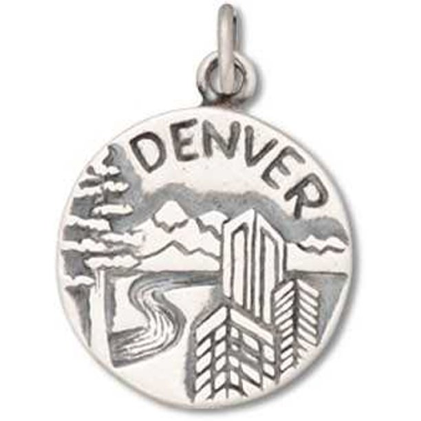Sterling Silver 20" .8mm Box Chain Denver Mile High City Two Sided