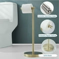 thumbnail image 3 of Support de Porte-Papier Toilette Autoportant, Base Lourde Assure la Stabilité, Hauteur Réglable de 12.4 Pouces à 22.8 Pouces, Acier Inoxydable Antirouille pour Toutes Tailles de Rouleaux de Papier Toilette, Finition Or Brossé Gain de Place, 3 of 5