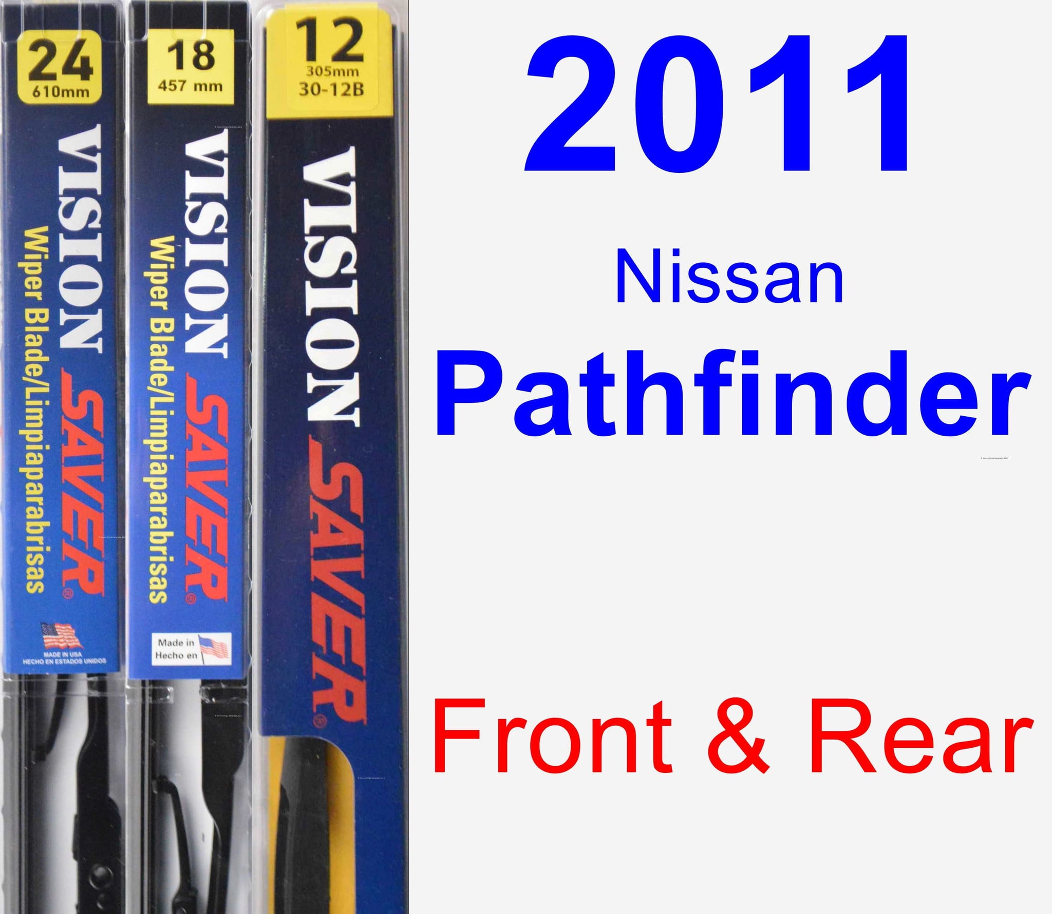 2011 Nissan Pathfinder Wiper Blade Set/Kit (Front & Rear) (3 Blades