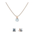 thumbnail image 2 of Paris Jewelry 18K Rose Gold 1/2ct Aquamarine Round 18 Inch Necklace and Square Earrings Set Plated, 2 of 2