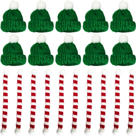CIMAXIC christmas 20pcs Mini Hat Mini Scarves Christmas Crafts Knit Hat And Scarf Christmas DIY Craft Supplies,2.68"X1.97"X1.97"