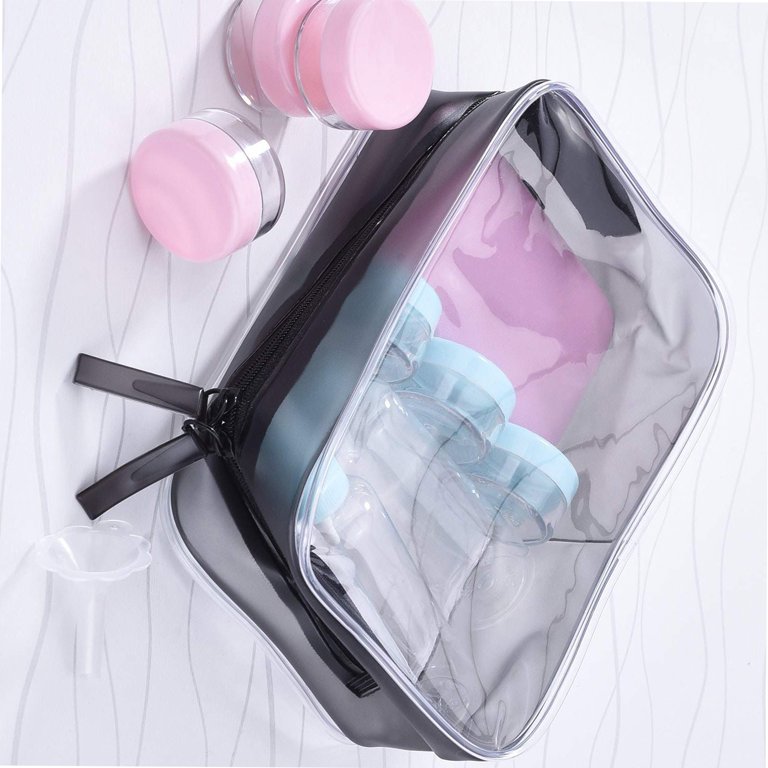 5 Pack Clear Portable Cosmetic Makeup Bag Zippered Toiletry Carry