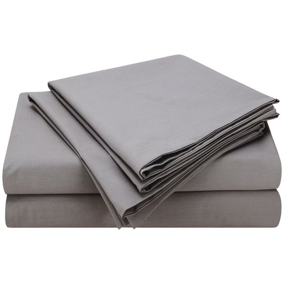 Craftsworth 100% USA Pima Cotton Sheets, 4 Piece Set, Queen - Light Grey