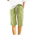 thumbnail image 2 of Kureaily Women Casual Shorts Drawstring Comfy Elastic Waist Shorts Mid Rise Slim Fit Cuffed Hem Short With Pockets, 2 of 5