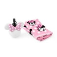 thumbnail image 4 of Minnie Mouse 3-Piece Bath Set, 2pk Hand Towel & Sculpted 5.5" Lotion Pump, Cotton, Poly-Resin, White, Disney, 4 of 5