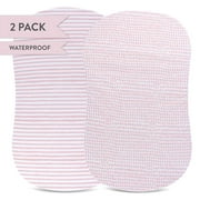 Waterproof Bassinet Sheet,No Need for Bassinet Mattress Pad Cover, 2 Pack Mauve Pink Splash & Stripes,for Baby Girl