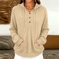 thumbnail image 5 of Nowekniz Women Henley Neck Hoodie Pullover Sweater, Long Sleeve Loose Zip Up Casual Sweatshirt with Drawstring Hood, Three Decorative Buttons and Kangaroo Pocket, 5 of 6