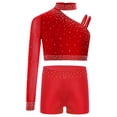 thumbnail image 4 of Linjinx Ensemble de Danse 2 Pcs pour Grandes Filles, Ensemble de Sport Athlétique avec Short Rouge 6, 4 of 7
