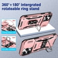 thumbnail image 4 of for iPhone 14 Pro Max Stand Case, Slide Camera Cover & Ring Kickstand Military Heavy Duty Shockproof Armor Case Compatible with Magnetic Car Mount Holder for iPhone 14 Pro Max 6.7” - Rose Pink, 4 of 17