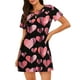 thumbnail image 1 of Disketp Hearts para Camisón Corto de Manga Corta para Mujeres, Camisón Cómodo con Escote Redondo, Bonito y Confortable, 1 of 6