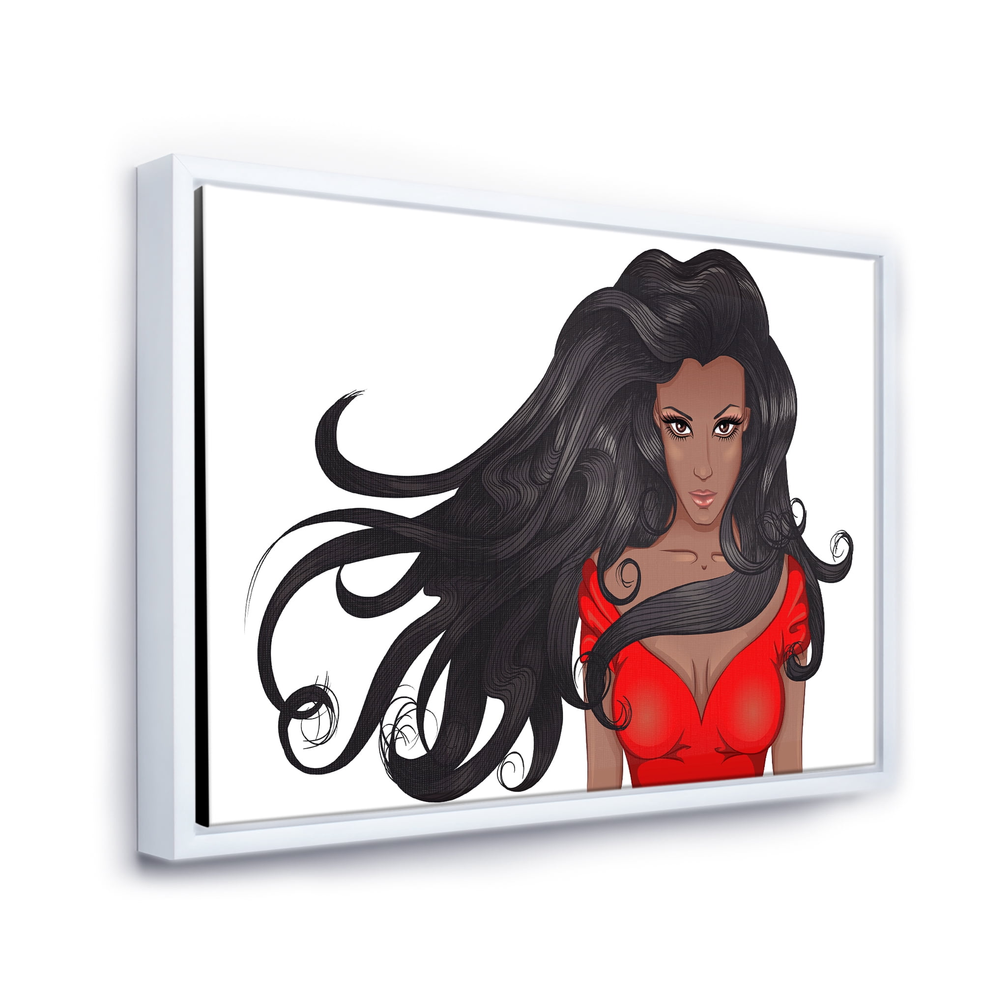 Designart 'Portrait of African American Female XIV' Modern Framed Canvas Wall Art Print