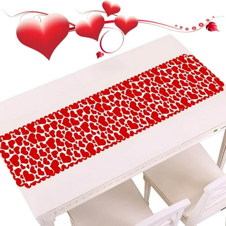 

Leking Valentine s Day Table Runners Red Heart Pattern Table Runners Winter Table Decorations for Party Holiday Kitchen Dining Table Decoration 14 x 72 Inches fabulous