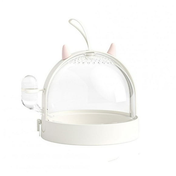 Hamster Portable Transparent Cage With Silicone Handle 180 Degree Side Rotatable Travel Carrier For Golden Bear White