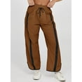 thumbnail image 4 of Women'S Baggy Wide Leg Pants Casual Drawstring Elastic Waisted Contrast Color Workout Y2K Track Pants Dark Brown XL, 4 of 7