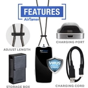 AirTamer A310PMB Personal Rechargeable and Portable Air Purifier Negative Ion Generator, Proven Performance, Black with Leather Travel Case