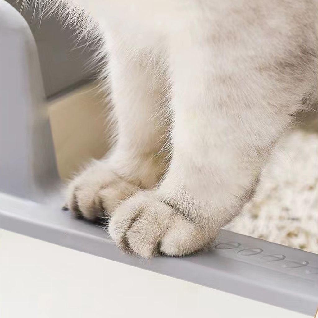 KUNWU Stainless Steel Cat Litter Box 20"x 14"x 8" with Enclosure Lid, Easy Clean, Never Absorbs Odor, Semi-closed Cat Litter Box with Scoop, Santas Gray