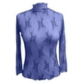 thumbnail image 3 of Penkiiy Mujer malla superior cuello de manga larga Slim Fit ver a través de blusas de camisa tops, 3 of 5