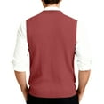 thumbnail image 4 of Kixjoy Sweater Vest Men Business Knit V Neck Pullovers Sweater Casual Sleeveless Ribbed Sweaters Slim Fit Cable Stretch Vest, Vermilion 5XL, 4 of 7