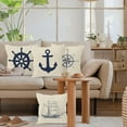 thumbnail image 4 of Navy Blue Nautical Ocean Boat Anchor Compass Throw Pillow Covers, Sailor Nautical Gifts, Ship Pillow Cases 18 x 18 Inch Home Ship Sofa Decor Set of 4, 4 of 6