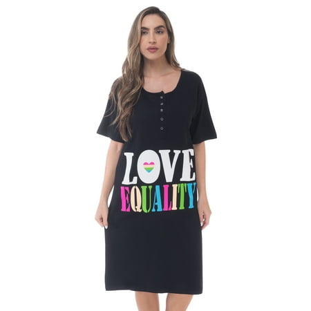 

Just Love Short Sleeve Nightgown Sleep Dress for Women (Black - Love Equality Small)