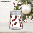 thumbnail image 4 of Glass Tumbler with Strawberry Pattern 16 oz, Cold Drink Cup with Lid and Straw, Heat Resistant Clear Juice Glass, Cute Fruit Design Drinking Cup for Summer Beverages, 4 of 5