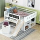 Full Size Loft Bed with Desk and Slide for Kids, Wooden Low Full Loft Bed Frame with Blackboard and Chair for Kids Boys Girls, Open Cabinets and Built-in Staircase Design, White - image 1 of 7