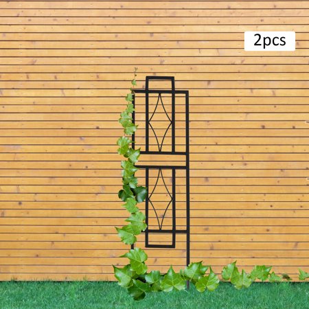 Fichiouy 2Pcs Climbing Plants Rack Metal Iron Tube Vine Flower Trellises Garden Outdoor Rustic Black 30 inch