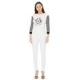 thumbnail image 4 of Yemak Women's 3/4 Striped Sleeve Round Neck Cat in a Cup Knitted Sweater Pullover Ivory-M, 4 of 4