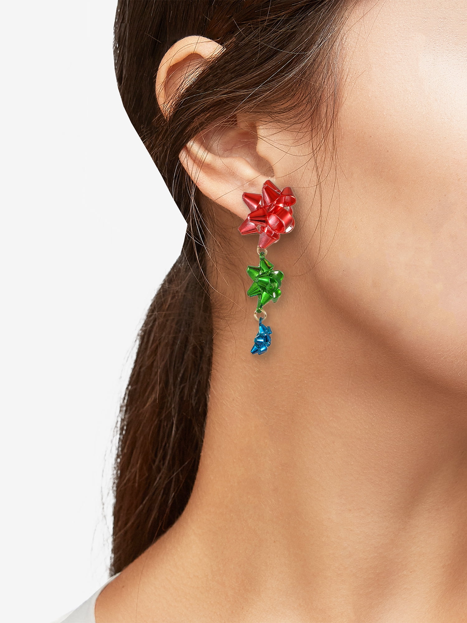 Holiday Time Colorful Holiday Bow Earrings, 1 Pair