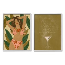 Stupell Indtries Dress Italian Party Caribbean Phrase Woman Tropical Bikini,24 x 30,Design by Birch&Ink