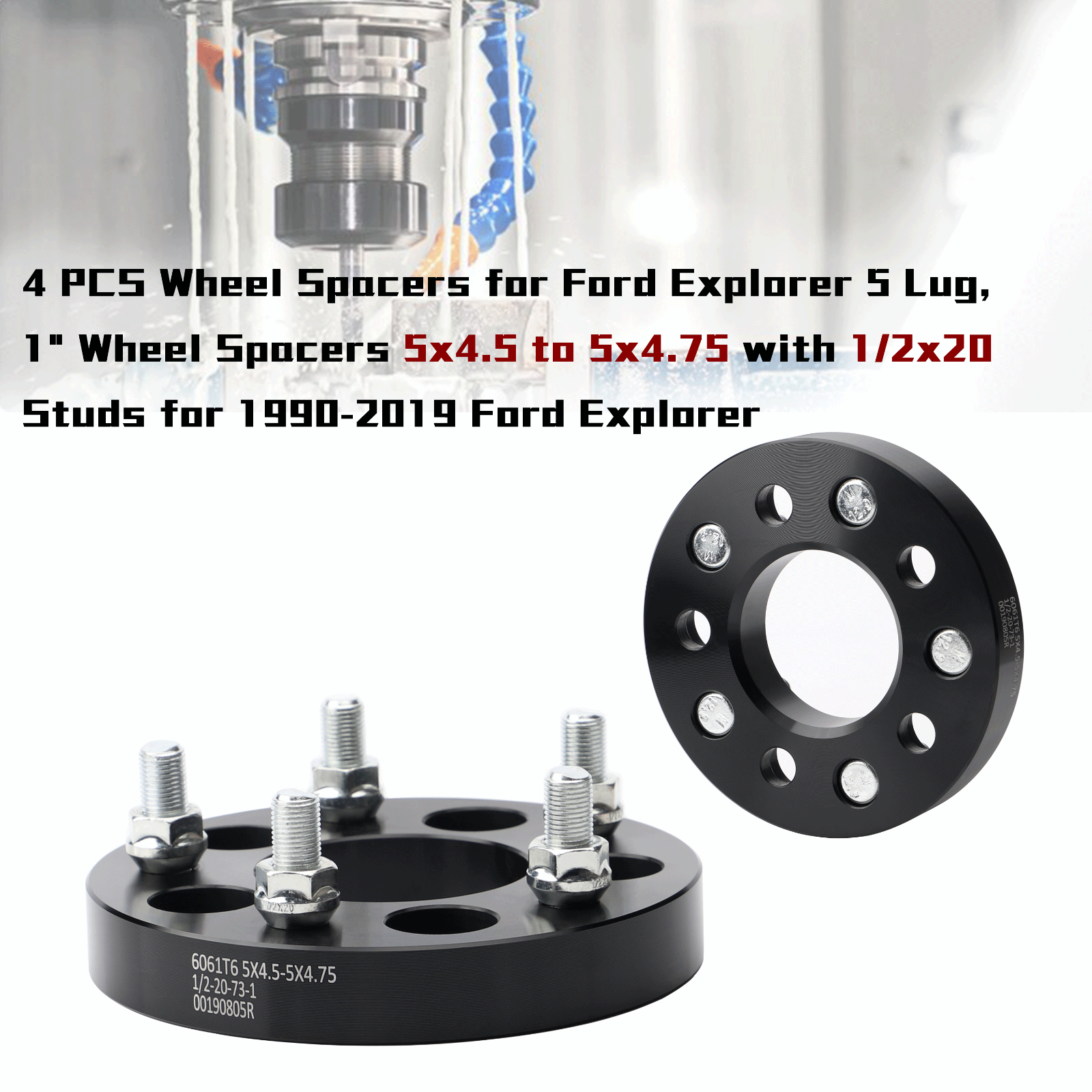 1" Wheel Adapters 5x4.5 To 5x4.75 – 5x114.3 To 5x120.65 – 1/2x20 Studs (Set Of 4)