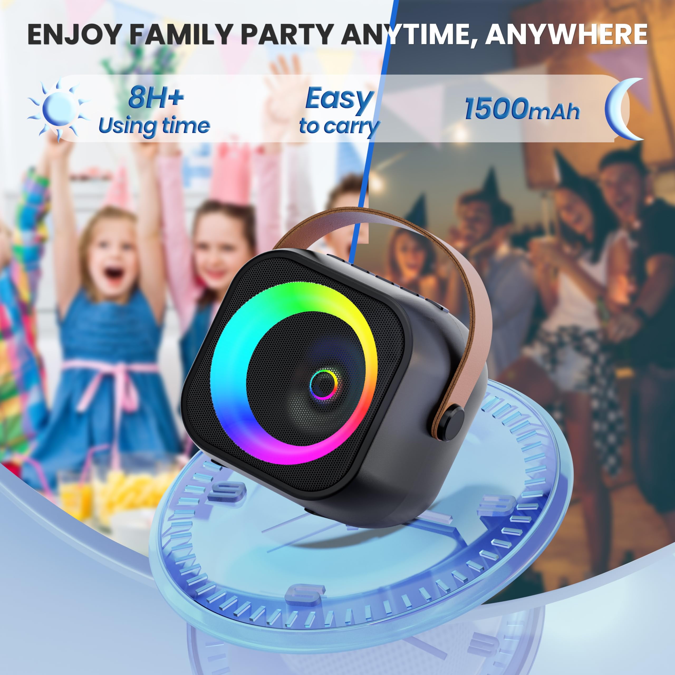 Nobie Vivid Karaoke Machine, Portable Bluetooth Speaker with Wireless Karaoke Microphones for Kids