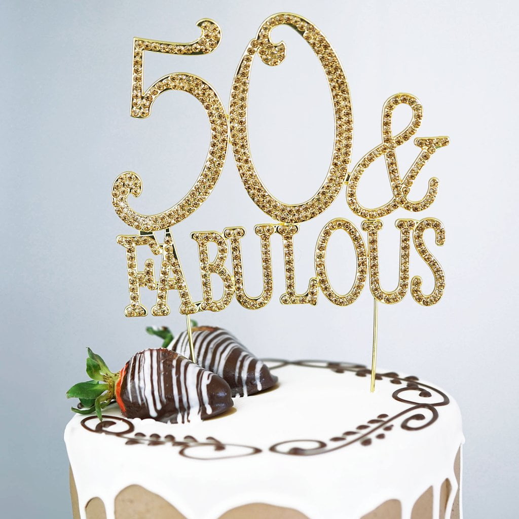 Balsacircle 4 75 Tall Gold 50 Fabulous Rhinestone Cake Topper