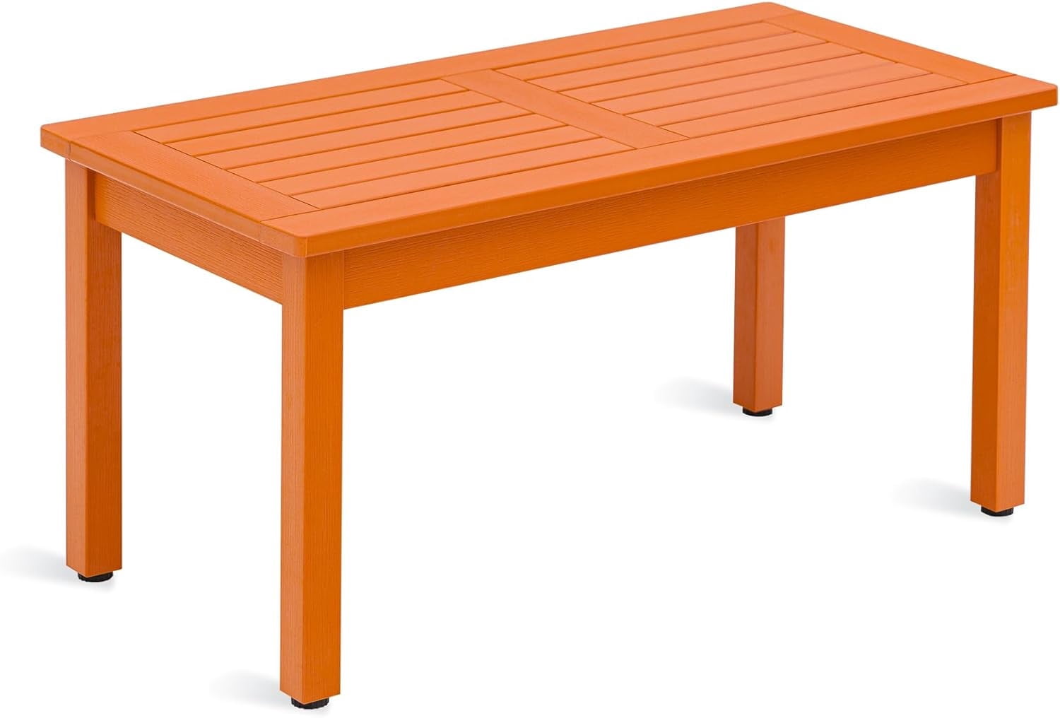 LUE BONA Outdoor Coffee Table Rectangle, HDPS Patio Tables for Outside, 17.7"x 35"x17.7", Orange