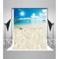 thumbnail image 1 of BSDHOME Polyester 5x7ft Summer Photography Backdrops Blue Sky and White Clouds Sandy Beach Background, 1 of 3