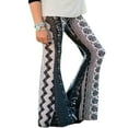 thumbnail image 1 of Femmes Boho Hippie Imprimé Jambe Large Longue Cloche Évasée Pantalon Bas, 1 of 6