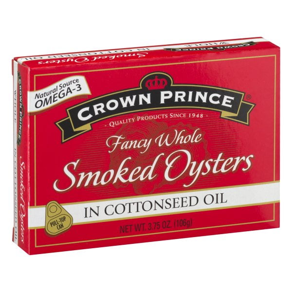Crown Prince Fancy Whole Smoked Oysters in Cottonseed Oil, 3.75 oz