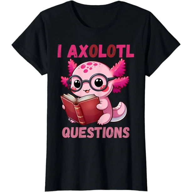 Playera de Axolotl Leyendo un Libro para Mujer - ¡Pregúntame lo que Quieras!