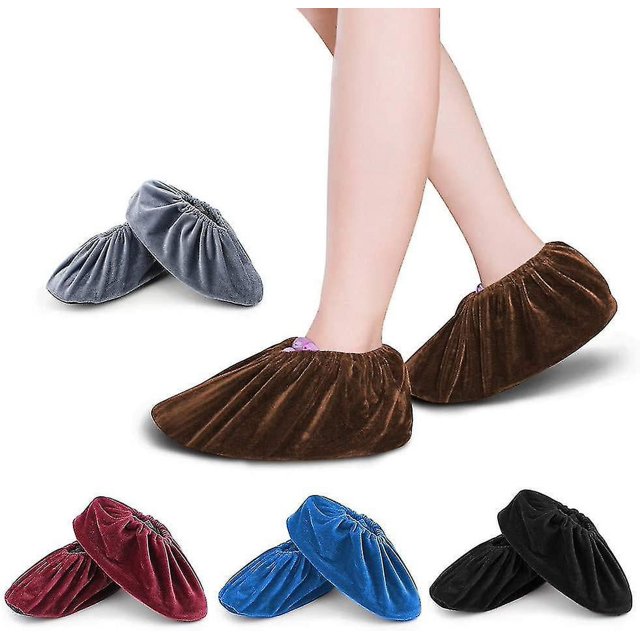 Cubrezapatos lavables, cubiertas de zapatos reutilizables, 5 pares de cubrezapatos de franela, zapato antideslizante