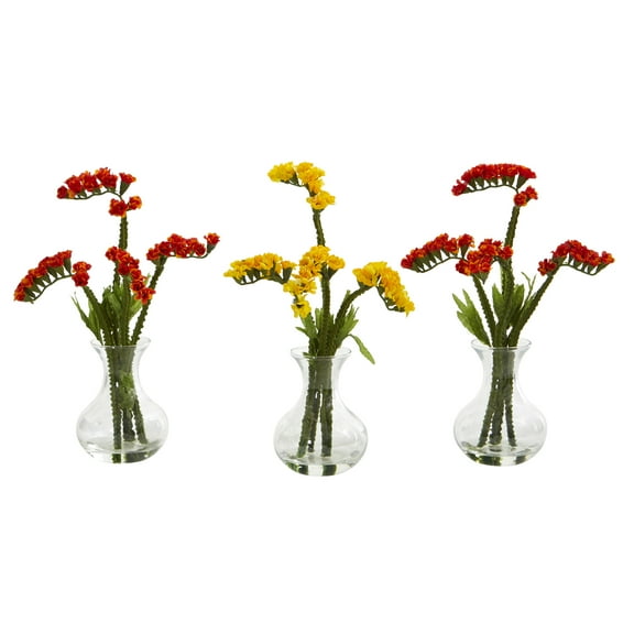 Nearly Natural 10in. Baby Breath Artificial Arrangement in Vase (Set of 3), Multicolored