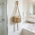 thumbnail image 4 of Woven Storage Basket with Tassels 90cm/35.4In Hanging Net Suspended Basket for Storage, 4 of 6