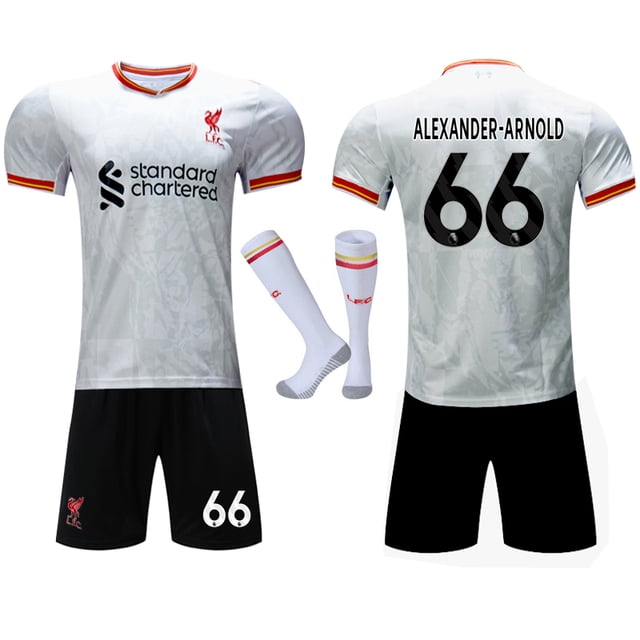 Liverpool FC 2024-2025 Home Kit, Men & Kids, with Socks, Number 66 Alexander-Arnold
