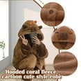 thumbnail image 4 of TEVEQ Unisex Capybara Costume Warm Flannel Cute Animal One-Piece Pajamas Oversized Hoodie, Halloween Christmas Sleepwear Jumpsuit Pajamas Brown Warm Flannel Capybara Pajamas for Christmas Brown L, 4 of 6